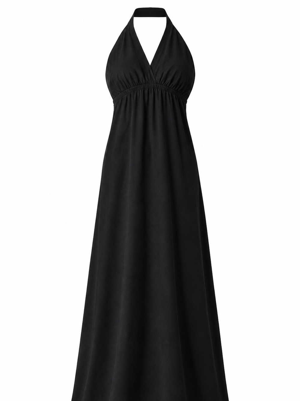 Black One-Shoulder Halter Maxi Dress